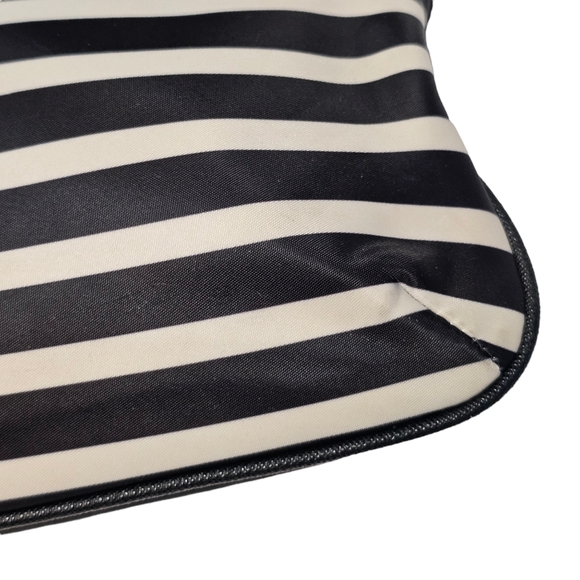 Kate Spade Black White Striped Nylon Leather Trim Crossbody Purse - Picture 5 of 16